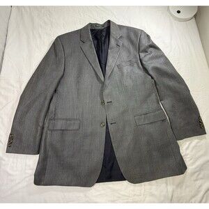 Vtg Lauren Ralph Lauren Mens 46L Blazer Silk Wool Grey Houndstooth Union Made